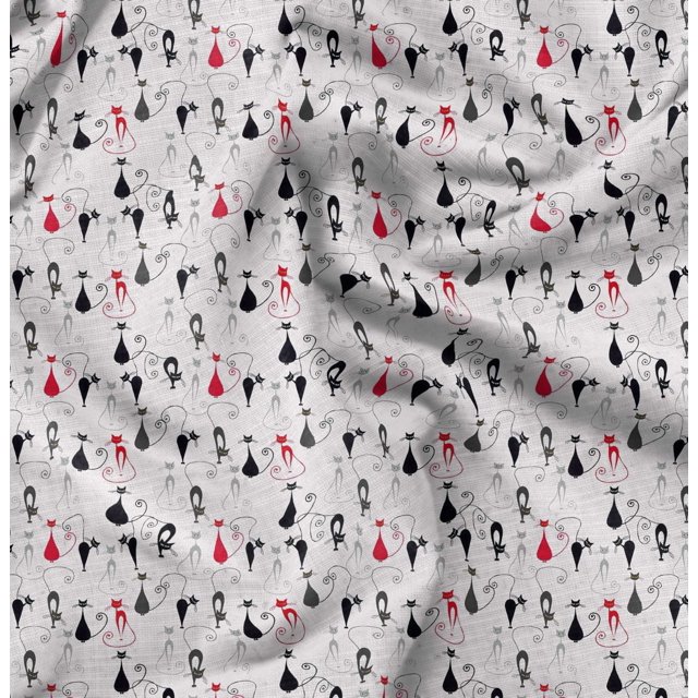 Soimoi Satin Silk Fabric Cat Animal Fabric Prints by Yard 42 Inch Wide