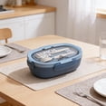 thumbnail image 2 of Boîte à Lunch en Acier Inoxydable, Boîte Bento à 2 Compartiments pour Adultes, Facile à Nettoyer, Conception Étanche, Contenant de Rangement pour Aliments avec Couverts pour la Famille, le Travail, les Pique-Niques et les Voyages, 2 of 6
