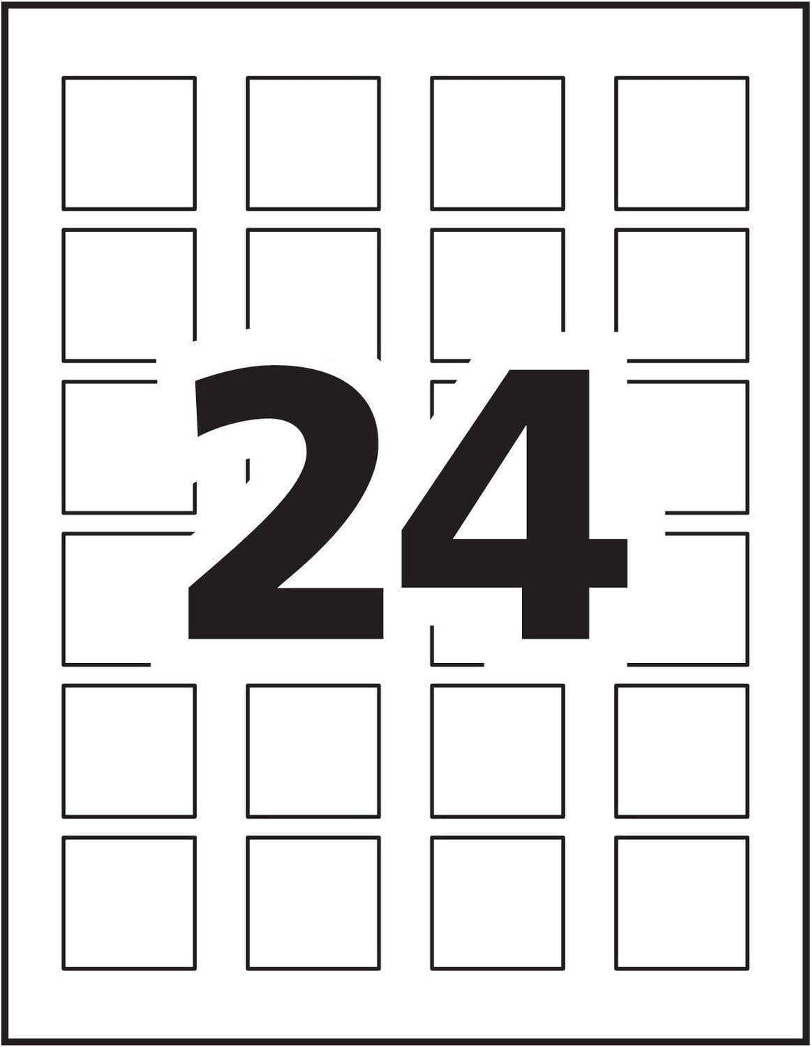 Avery Matte White Square Labels, 1½" x 1½", Permanent Adhesive, for Laser and Inkjet Printers - 82805
