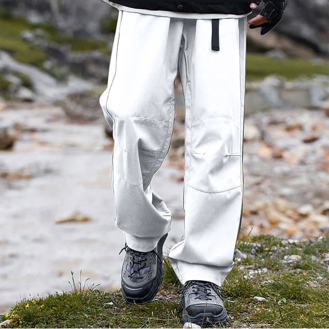 RXIRUCGD Quick Drying Hiking Pants With Breathable Workwear On The Outside For Men, White, Size: L