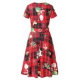 thumbnail image 3 of Pompotops Robe d'Été pour Femme à Manches Courtes, Col en V, Vintage, Cadeau de Noël, Imprimé à Carreaux, Robe Évasée de Soirée, 3 of 5