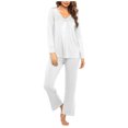 thumbnail image 1 of Timegard Ensembles de Pyjamas pour Femmes 2 Pcs Manches Longues Col en V Haut Froncé et Pantalon Automne Décontracté Doux Tenues de Pjs, 1 of 1