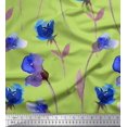 thumbnail image 1 of Soimoi Green Rayon Fabric Leaves,Purple & Blue Floral Print Sewing Fabric BTY 42 Inch Wide, 1 of 3