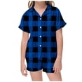 thumbnail image 2 of MIASHUI Pyjama pour Enfants Filles Garçons Doux et Confortable à Carreaux Pyjama Ensemble 2 Pcs, Bleu, 6-7 Ans, 2 of 4