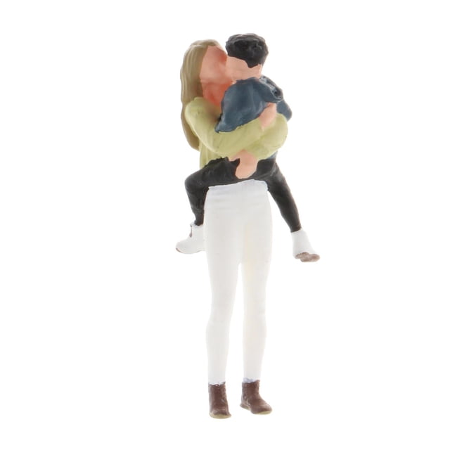 HILABEE 1/64 Mother And Son PVC People Street Building Sand Table Stage for Matchbox Toy Green