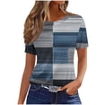 thumbnail image 1 of Pisexur Hauts pour Femmes, Hauts de Printemps pour Femmes 2025, Hauts pour Dames, T-shirt Imprimé Décontracté et Tendance pour Femmes avec Col Rond et Manches Courtes Bleu Marine, 3TG, 1 of 5