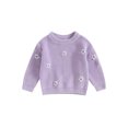 thumbnail image 1 of Fortune Chandail Fleuri pour Bébé Fille à Manches Longues en Tricot, Chandail pour Nourrisson, Automne Hiver, Hauts Chauds, 1 of 8