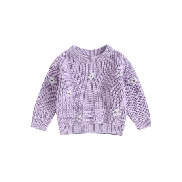 Fortune Chandail Fleuri pour Bébé Fille à Manches Longues en Tricot, Chandail pour Nourrisson, Automne Hiver, Hauts Chauds