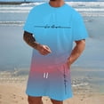 thumbnail image 2 of SHIXIAOO Male Print Short Sleeve T Shirt and Shorts Two Piece Set with All Print Print Shirt and Quarter Pants Set Pinstripe Suit Jacket Men Suite for Man Suite for Teens Graduation Suits for Men, 2 of 5