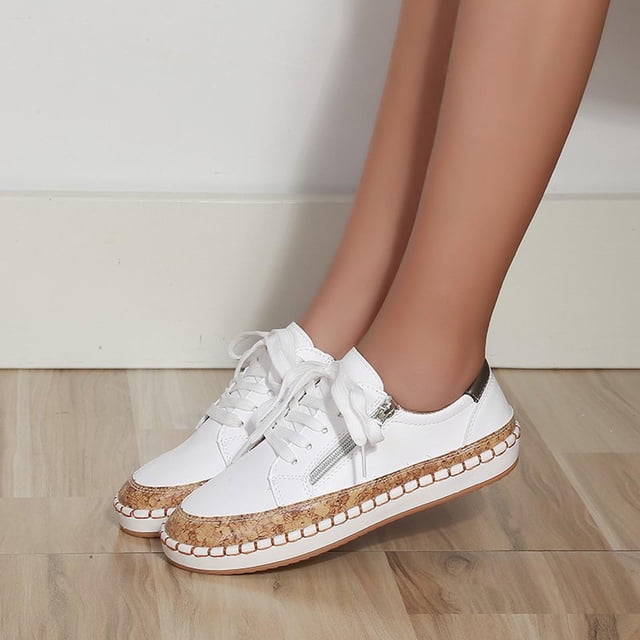 LSLJS Chaussures d'Été pour Femmes à Lacets avec Fermeture Éclair, Design Coloré Imprimé, Espadrilles Décontractées à Plateforme, Chaussures Plates