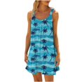 thumbnail image 2 of Ovzne Robes d'Été pour Femmes Robe pour Femme Robe à Col Rond Sans Manches Dégradé Teinture sur Nœuds Robe de Plage Robe de Printemps Liquidation, 2 of 6