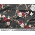 thumbnail image 2 of Soimoi Gray Cotton Cambric Fabric Ranunculus & Penoy Floral Print Print Fabric by the Yard 42 Inch Wide, 2 of 3
