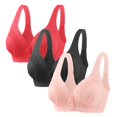 thumbnail image 1 of Timegard 3pc Wireless Bras for Women Front Closure Full Support Wide Strap Comfort Breathable Everyday Bra, 1 of 4