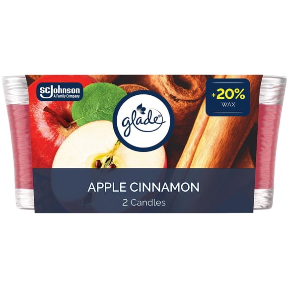 Glade® Scented Jar Candle Air Freshener, Apple Cinnamon, 2pk