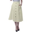 thumbnail image 1 of Moomaya Womens Below Knee Length A-Line Skirt Front Button Casual Skirt w/ Pockets, 1 of 6