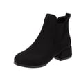 thumbnail image 2 of drppepioner Boots for Women Fall Winter Solid Color Flock Boots Chunky Heel Middle Heel Short Boots Pointed toe Boots, 2 of 4