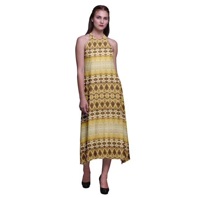 Bimba Robe de Plage Teinture sur Nœuds pour Femmes, Imprimée, Dos Nu, Longue, à Col Licou, Rayondress - X-Grand