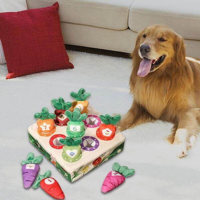 Funny Carrot Plush Toy for Dogs Vegetable Fruit Pulling Carrots Plaything 9 Holes