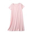 thumbnail image 1 of Yuyuzo Chemises de Nuit pour Femmes à Manches Courtes, Robes de Détente et de Sommeil, Amples, Basiques, Unies, Col Ras du Cou, T-Shirts Confortables, Nuisette, 1 of 6