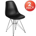 thumbnail image 4 of 2 pièces Chaise de la série Elon en plastique noir avec base chromée, 4 of 9
