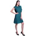 thumbnail image 3 of Moomaya Womens Ruffle Sleeve A,Line Schiffli Dress Solid Designer Party Dress, 3 of 6