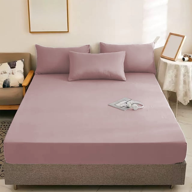 Qonioi Washed Cotton Bed Skirt, Polyester Single Bed Skirt with Anti-Slip, Multicolor Fitted Dust Ruffle for Bed Frame 200x150cm