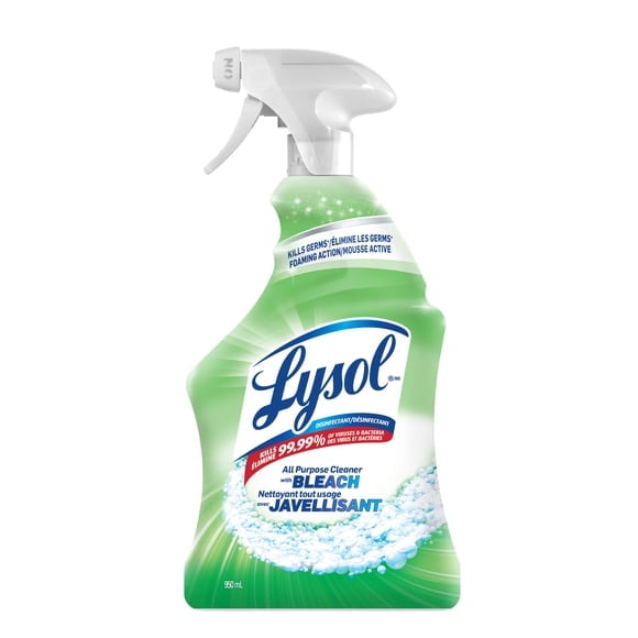 Lysol® All Purpose Cleaner Trigger Spray with Bleach, Grease Fighting Multi Surface Cleaner, Removes Soap Scum, Cleaning with Foaming Action, Fresh Scent, 950 mL