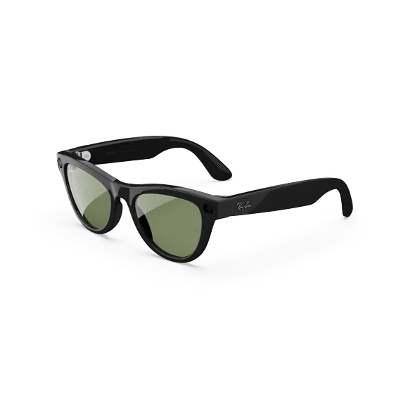 Ray-Ban Meta Skyler (Gen 2) Smart Glasses with AI, Photo, Video, Audio & Messaging - Shiny Black/ Green – Size – Standard, Fit – High Bridge – Open Box