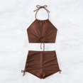 thumbnail image 4 of Cameland Women Solid-Color Split Body Sexy Backless Bikini Swimsuit Set, 4 of 5