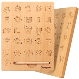 Lot de 156 lettres de l'alphabet colorées en bois avec plateau de rangement pour jouets d'enfants