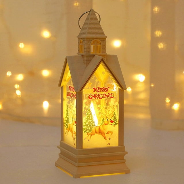 LED Electronic Candle Castle Lantern Night Light, Battery-Operated Tabletop Decor for Christmas Windo Display and Holiday Party Centerpiece