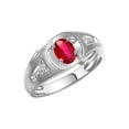 thumbnail image 3 of RYLOS Men's Rings Sterling Silver Rings Classic Designer Style 8X6MM Oval Gemstone &  Sparkling Diamond Ring Ruby July Birthstone Rings For Men,  Size 9, 3 of 7