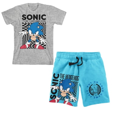 Bioworld Sonic The Hedgehog Main Character Boy's Tee and Shorts Set, Grey, X-Large