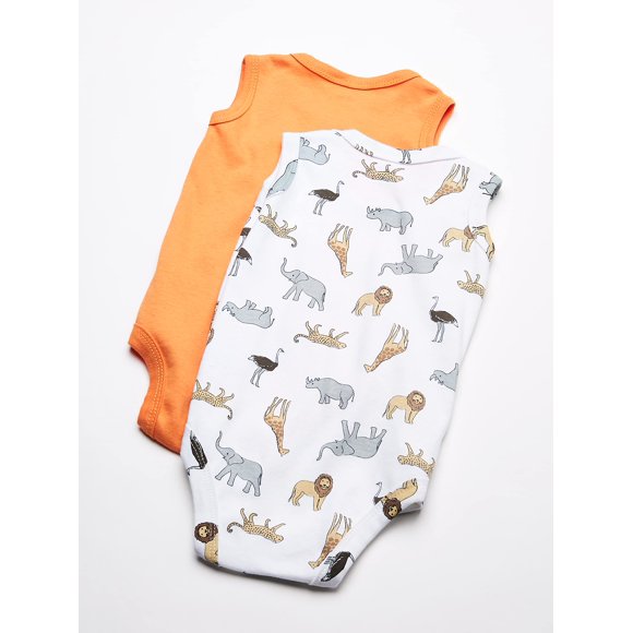 Hudson Baby Unisex Baby Cotton Sleeveless Bodysuits Wild Safari, 3-6 Months