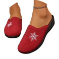 thumbnail image 1 of Women Fashion Slip on Slippers Snowflake Design Flock Material Semi Enclosed Toe Soft Sole Casual Slide Sandals, 1 of 6