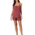 thumbnail image 1 of INSPIRE CHIC Women's Loungewear Solid Color Ruffle Trim Camisole Tops with Shorts Pajama Sets L Red, 1 of 6