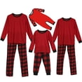 thumbnail image 2 of Ensembles de Pyjamas Assortis pour la Famille, Pyjamas de Noël, T-Shirt Rouge à Manches Longues et Pantalon à Carreaux, Tenue d'Intérieur, 2 of 7