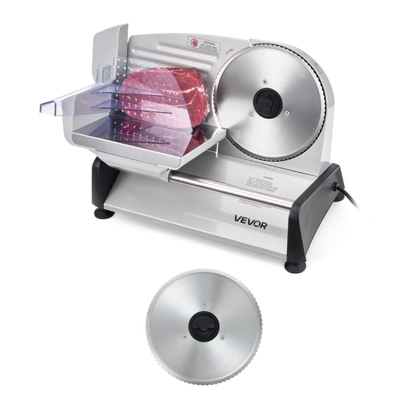 VEVOR Meat Slicer, 7.5 inch 200W Electric Deli Slicer Machine with SUS420 Blade, 0-0.6 inch Adjustable Thickness, ETL Certified Home Food-Slicer