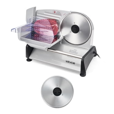 VEVOR Meat Slicer, 7.5 inch 200W Electric Deli Slicer Machine with SUS420 Blade, 0-0.6 inch Adjustable Thickness, ETL Certified Home Food-Slicer