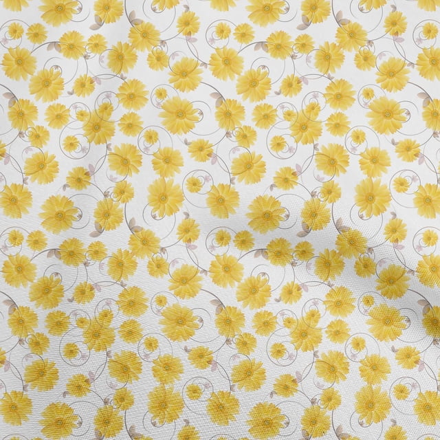 oneOone Rayon Yellow Fabric Florals Craft Projects Decor Fabric Printed By The Yard 56 Inch Wide
