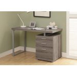 Monarch Specialties Computer Desk, Home Office, Laptop, Left, Right Set-up, Storage Drawers, 48"l, Work, Metal, Laminate, Brown, Grey, Contemporary, Modern
