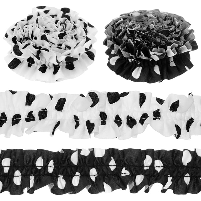 SHISUYAN 4 Rolls Ruffle Ribbons Fabric Ribbon Ruffle Trim Double Pleated Ribbon Ruffled Fabric Trim Ruffle Fabric Strip For Sewing Clothes Crafts