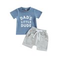 thumbnail image 1 of Gupgi 2Pcs Baby Boy Clothes Short Sleeve Letters Print T Shirt Elastic Waist Pockets Shorts Set, 1 of 9