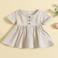 thumbnail image 2 of Robes d'Été pour Bébés Filles à Manches Courtes Bouton vers le Bas Robes, 2 of 9