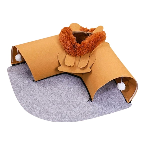 Xuanheng 2 en 1 Lit de Chat et Tunnel Animaux Cachés pour Cobaye Chinchilla Chats d'Intérieur Brun