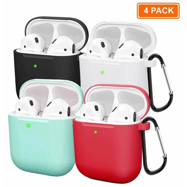 Étui Compatible pour AirPods, Étui en Silicone, Peau Protectrice pour Apple AirPods 1 2 (Lot de 4)