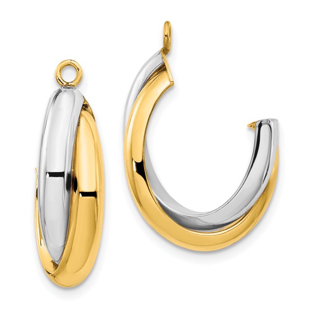 14k Double Coupure Polie Bicolore Earring Jackets XY660