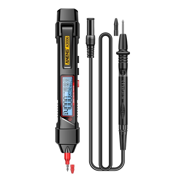 ANENG ANENG A3006 Compact Digital Multimeter with 4000 Counts, AC/DC Voltage Tester, Resistance/Capacitance/Diode Testing, Zero Fire Line Detection, Backlit LCD Display, Test Leads Included, Black