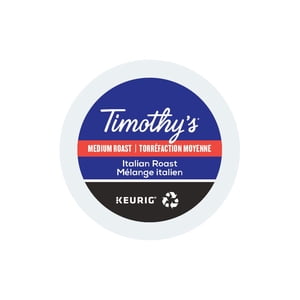 Timothys Monde Italien Mélanger Café K-Cup Pods – 24 Numéro du procès-verbal & Roast foncée à l'italienne lisse pour les Brewers Keurig 100% Arabica Capsules de café