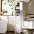thumbnail image 3 of HOMCOM 67" Tall Bathroom Storage Cabinet with LED Light, Adjustable Shelf, 3 of 11